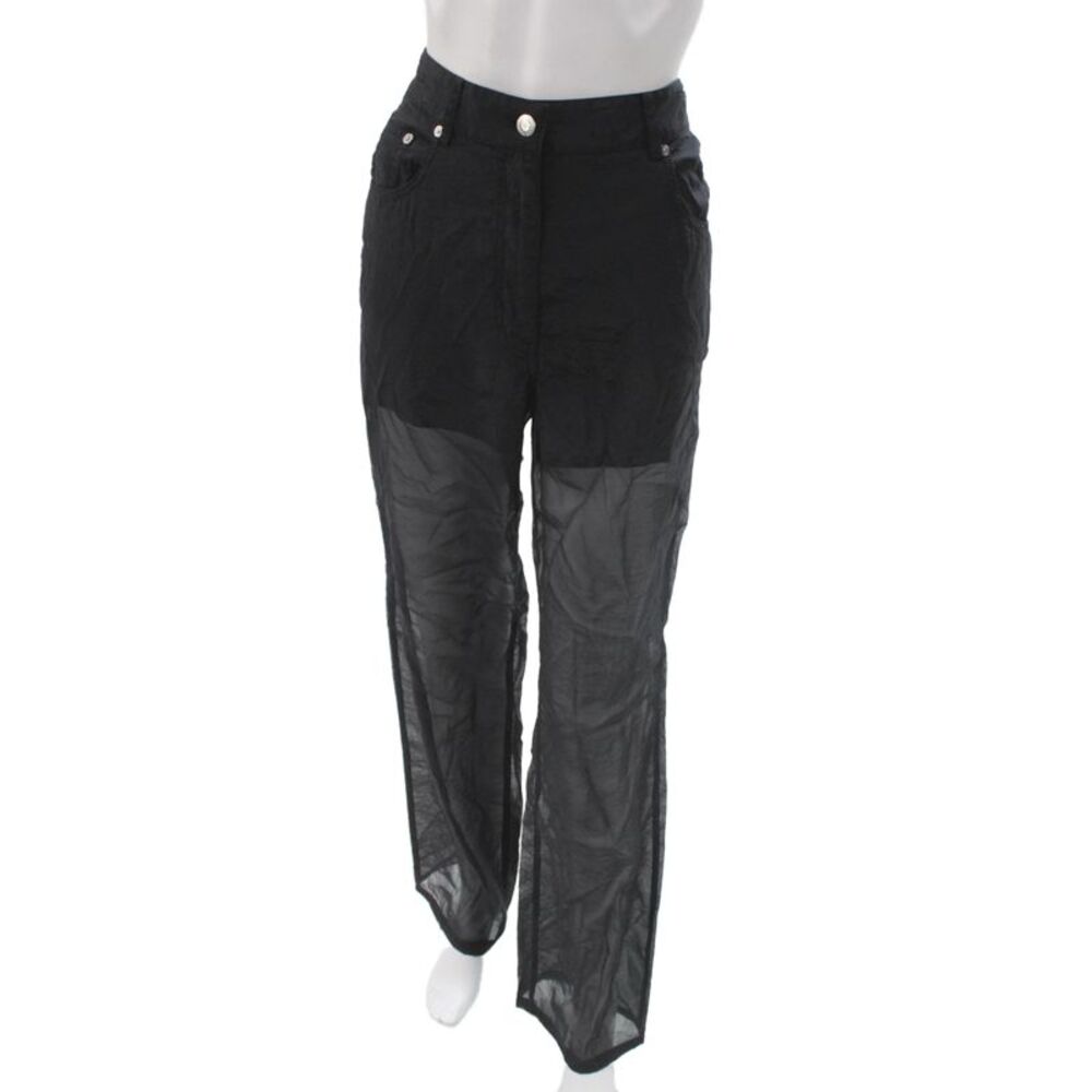 Helmut Lang Womens Black Designer Pants Cupro Nylon Size 8